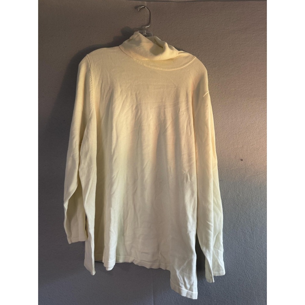 Joan Rivers Sweater Womens 3X White Mock Neck Long Sleeve Cotton Rayon Knit